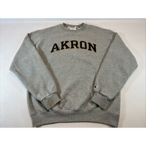 Champion Crewneck Sweatshirt Men's Medium Akron Zips Embroidered Heather Gray